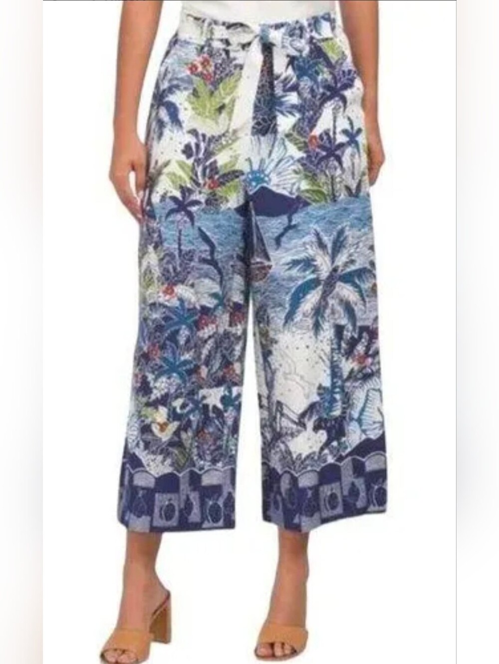 Joie Jungle Wide-Leg Crop Linen Blend Pants Size 2